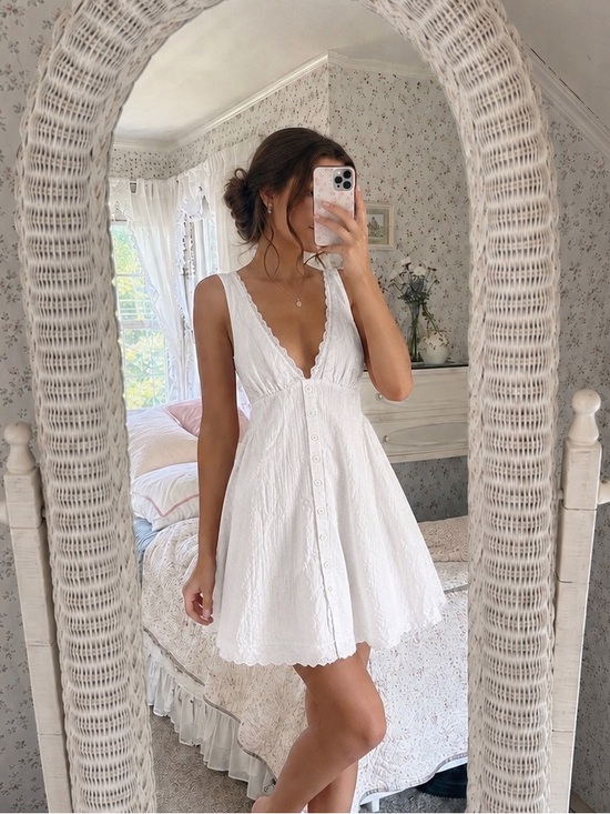 wild fable Dresses & Skirts - wild fable White Eyelet Button V-Neck Mini Dress